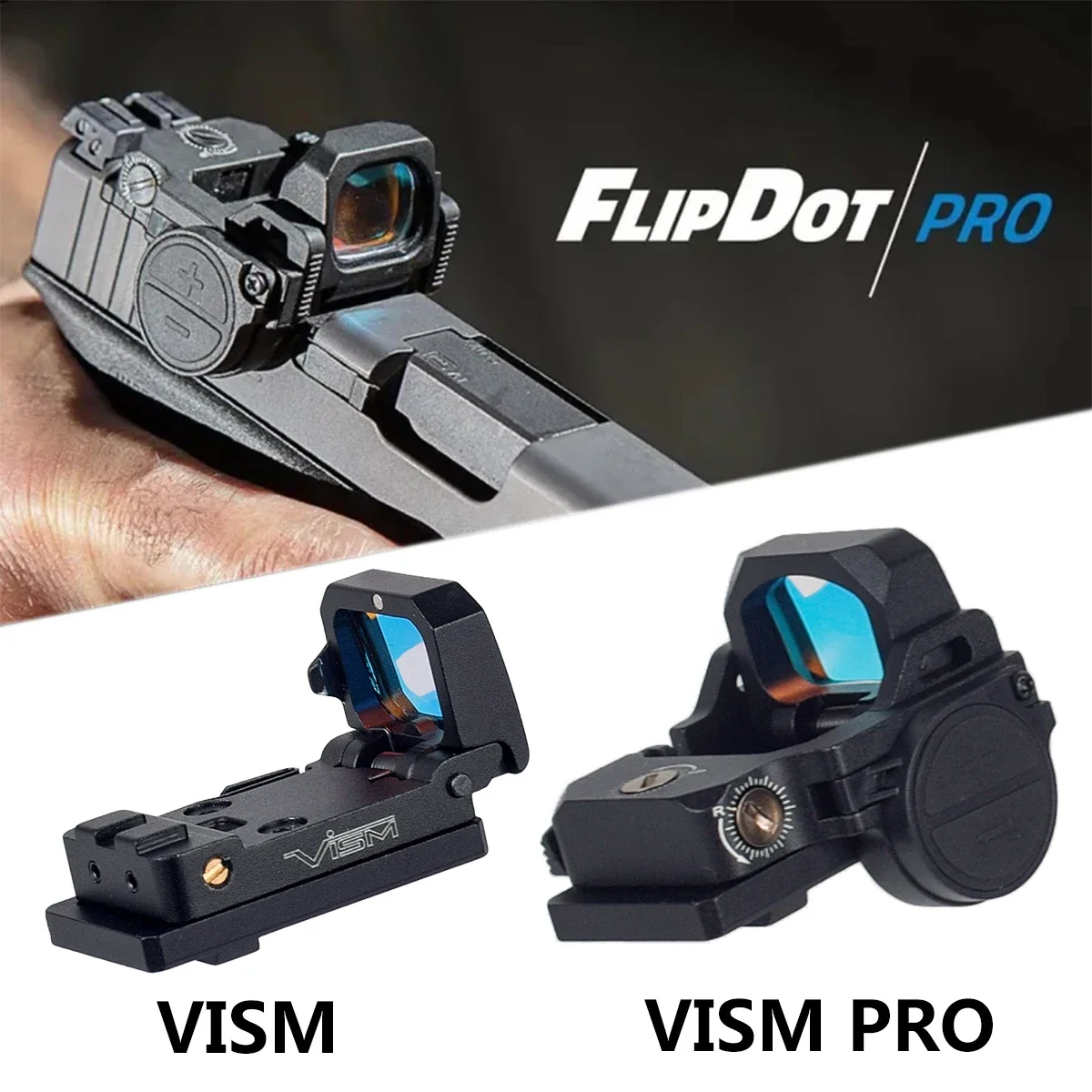 Tactical RMR VISM PRO Flip Up Red Dot Sight For Glock 17 19 Rear Sight Slot With Glock Rear Sight Plate Mount Base