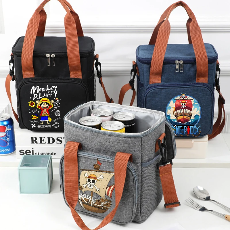 

One Piece Luffy Lunch Bag Anime Bento Bags Insulated Large Capacity Portable Lunch Pouch Cartoon Picnic Case Food Storage Bag