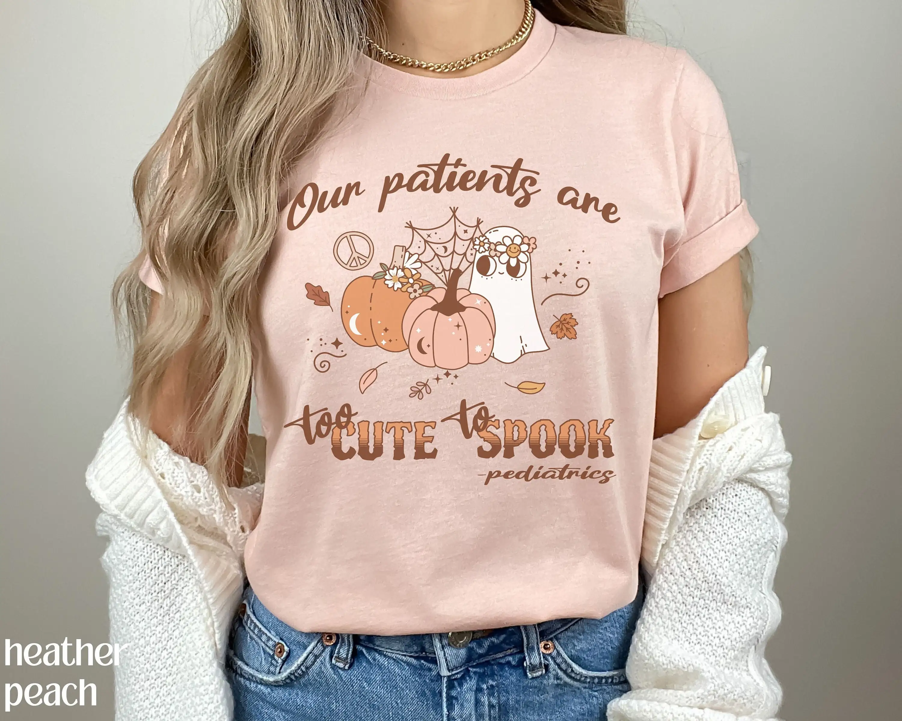 Halloween Pediatrics T Shirt Retro Peds Nurse Cute Pediatric Pumpkin Ghost Spooky Pediatrician