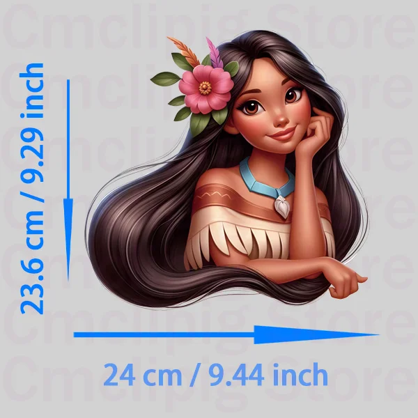 Disney Princess Ariel and Moana printing for clothes Patches self-adhesive heat transfer stickers DIY children Sewing Decoration