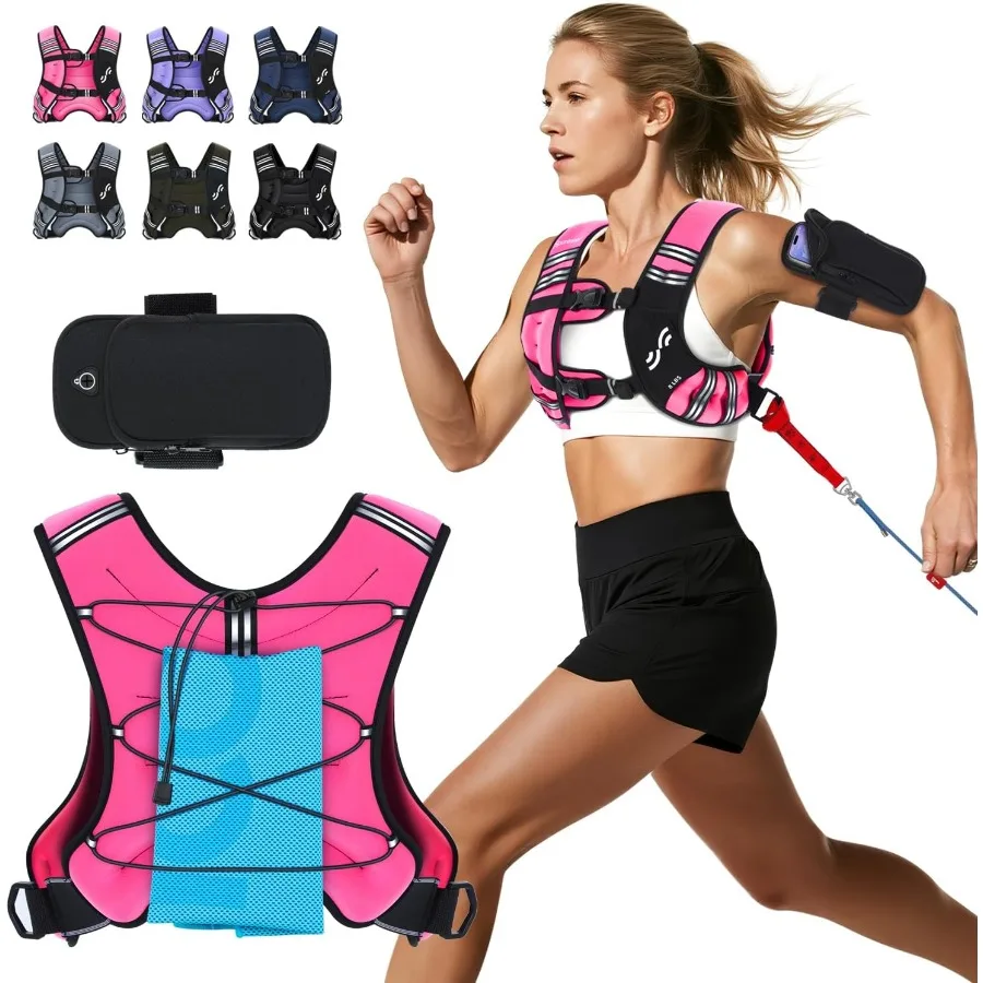 Sportneer Weighted Vest for Women Men: 8lbs 12lbs 15lbs 20lbs 25lbs Adjustable Weight Vest with Detachable Phone Pouch for Ruck