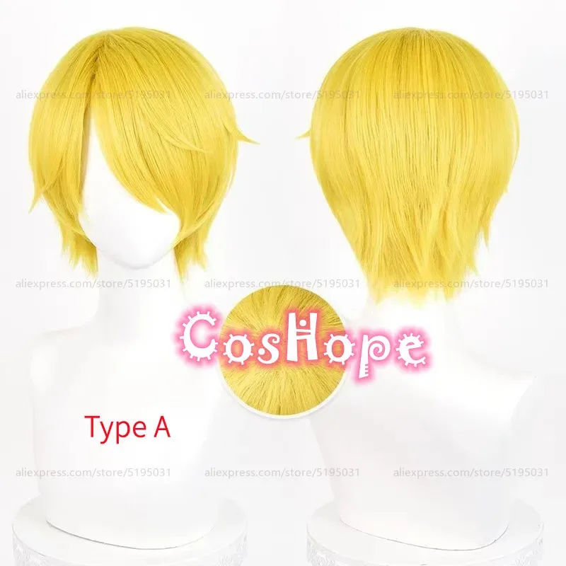 

Sanji 30cm Short Frizzy Hair Golden Yellow Wig Anime Cosplay Heat Resistant Synthetic Wigs k;3,c'5.b;8'