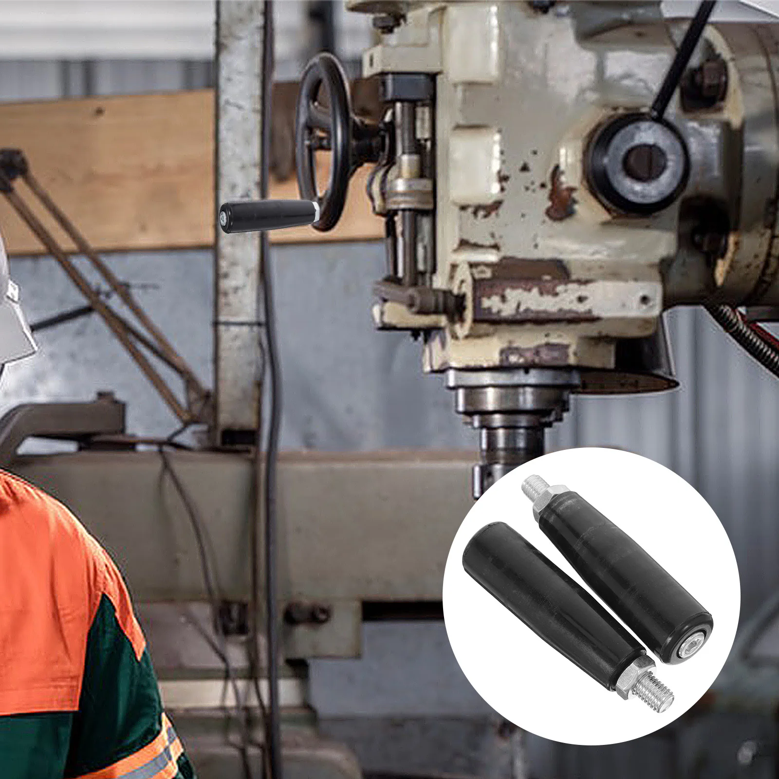 

2 pcs Manual Adjustment Handle Industrial Machine Clamp Iron Handwheel Crank Knob Precision Thread Compact Rotating Rod