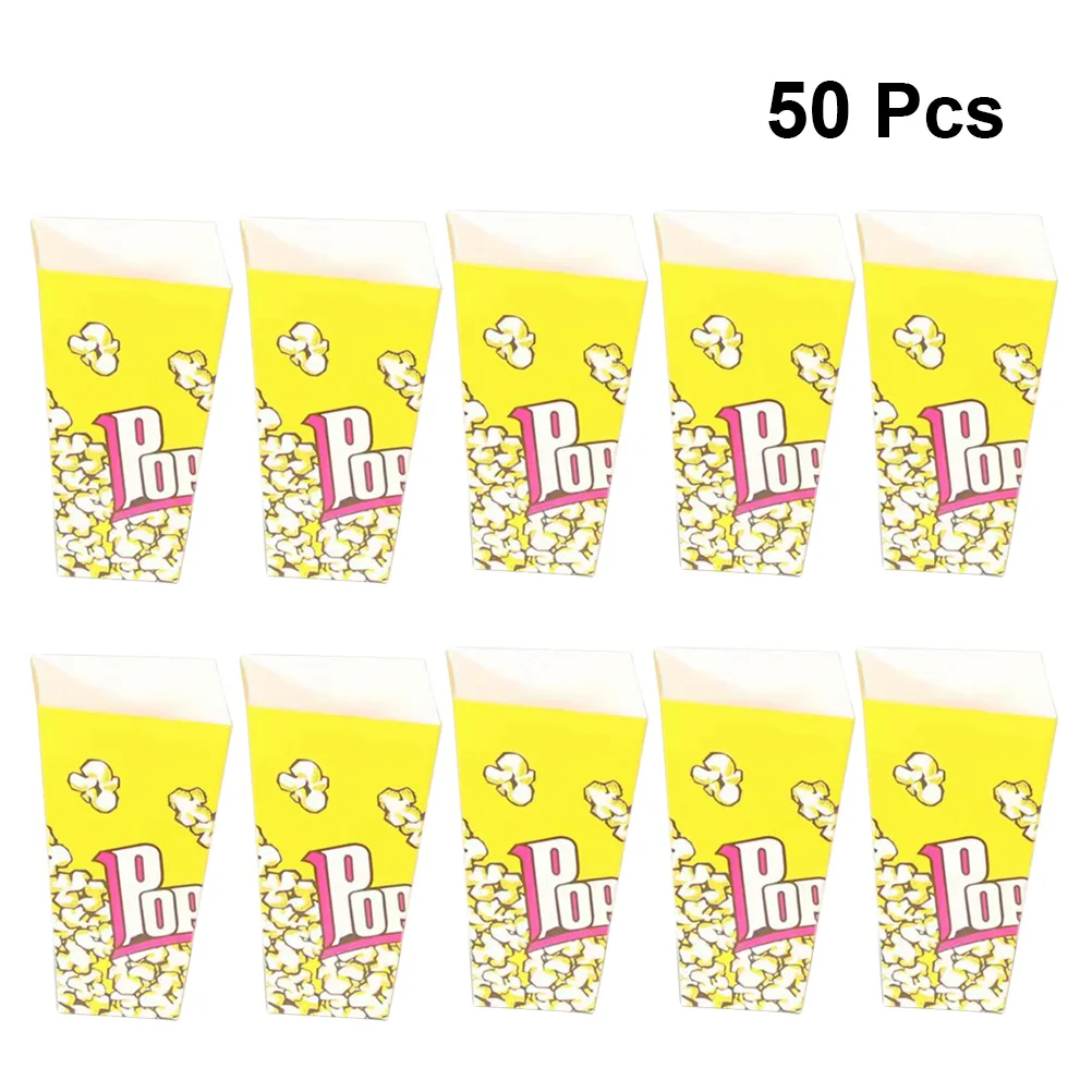 50pcs Popcorn Paper Bag Triangle Shaped Food Storage Safe Durable Candy Cake Bread Sausage Potato Chips Home Party Theater