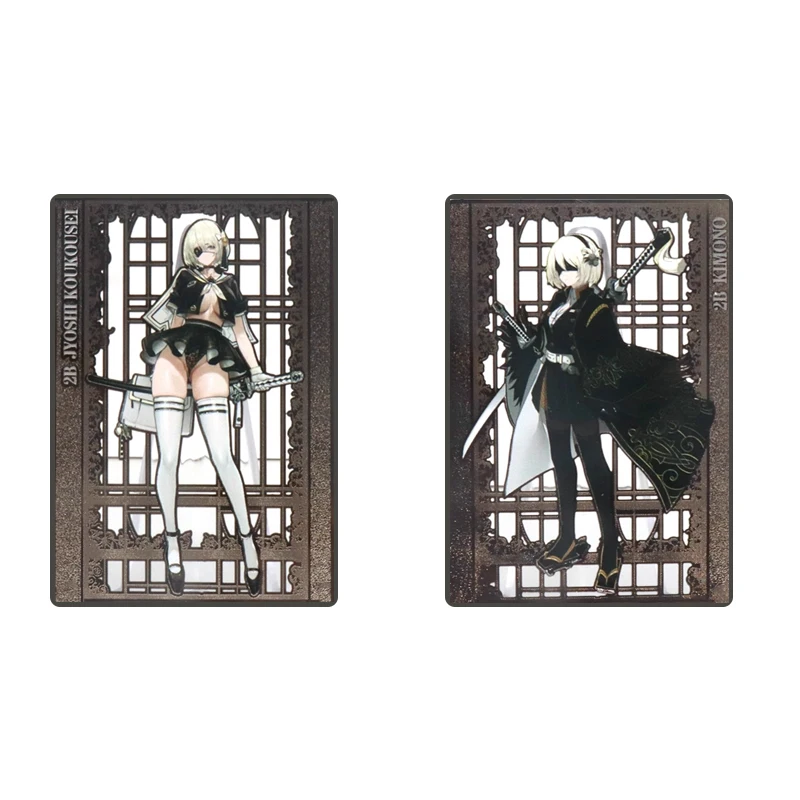 Anime Goddess Story Diy Black Metal Cards Characters Yorha No 2 Type B Collectible Card Christmas Birthday Gifts Children\'s Toys