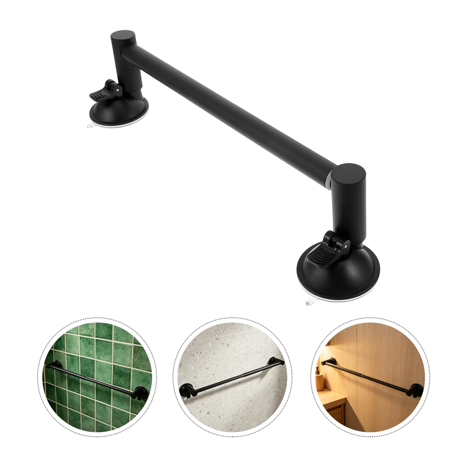 Telescopic Adjustable Stainless Steel Towel Rack Bathroom Suction Cup Holder Self Adhesive Shower Door Tile Wall Mounted Bar