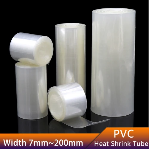 Paquete de tubos termorretráctiles de PVC para batería Lipo, envoltura de película aislada, funda de litio transparente, 1/5M de ancho, 7mm ~ 200mm, 18650