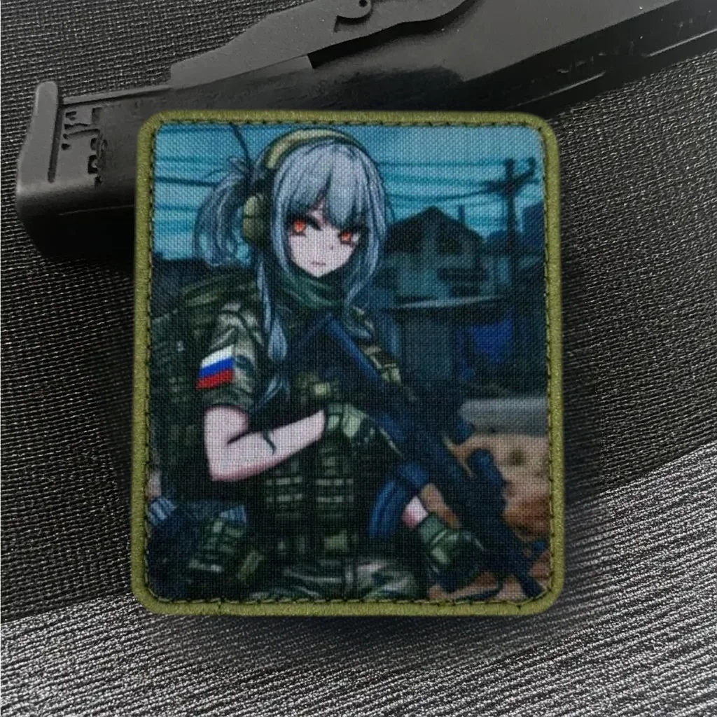 Parche táctico MOLLE soldado femenino anime – gancho y bucle - imagen 2
