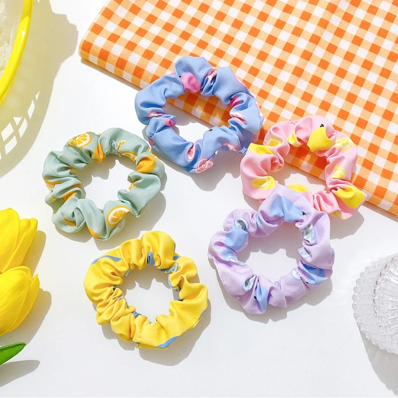 

Fruit Color Fabric Large Intestine Hair Loop Hair Rope Girl Simple Bun Girl Tie Hair Rope Hair Accessories Hair Acessories Girls