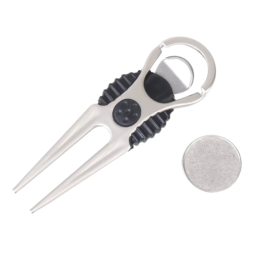 Divot Tool with Round Ball Marker Repair Tool (Silver) Golfer divot tool Divot tool with ball marker divot tool set