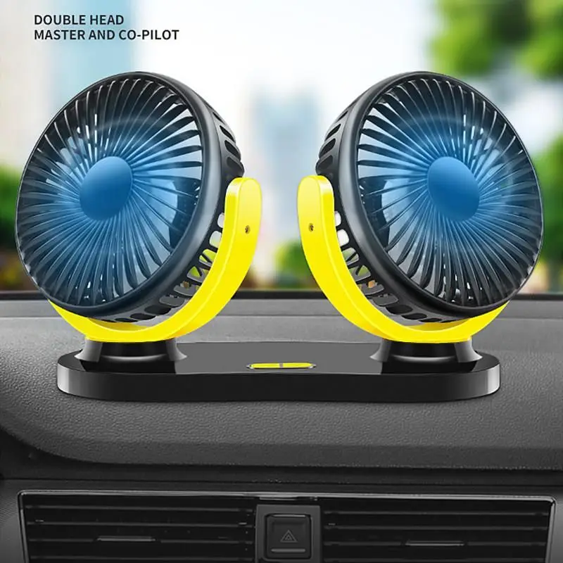 All-Round Adjustable Car Auto Air Cooling Dual Head Fan Low Noise Car Auto Cooler Air Fan Car Fan Accessories