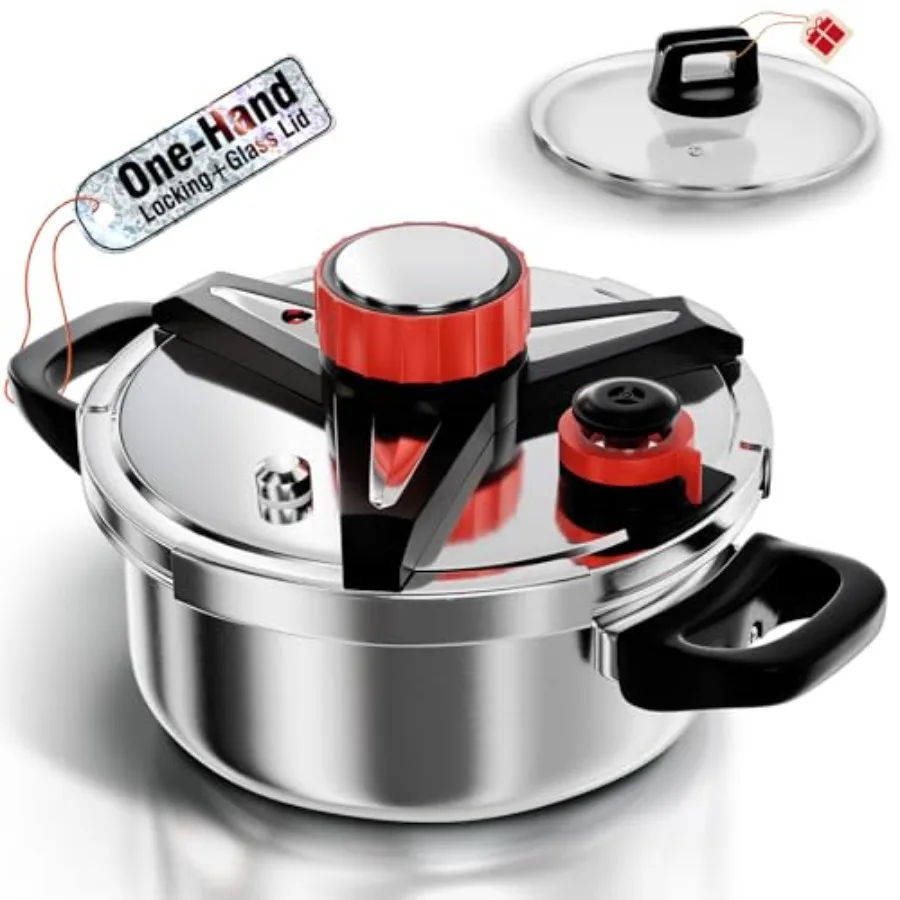 

4Qt Pressure Cooker - 3-In-1 Stainless Steel Pressure Canner Compatible with Gas and Induction CookerProtective Devices Canner