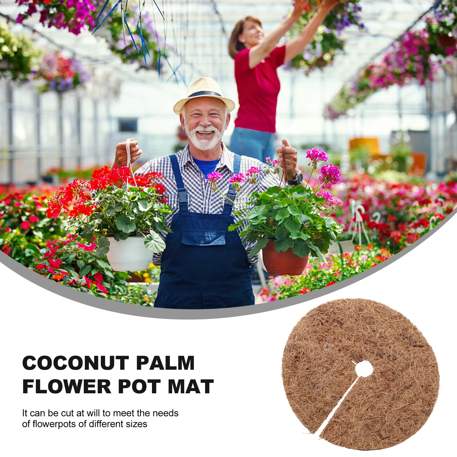 

4Pcs Coconut Fiber Plant Protection Mat Thick Wear-Resistant Round Design for Flower Pot Garden Anti-Grass Pad Breathable Mulch
