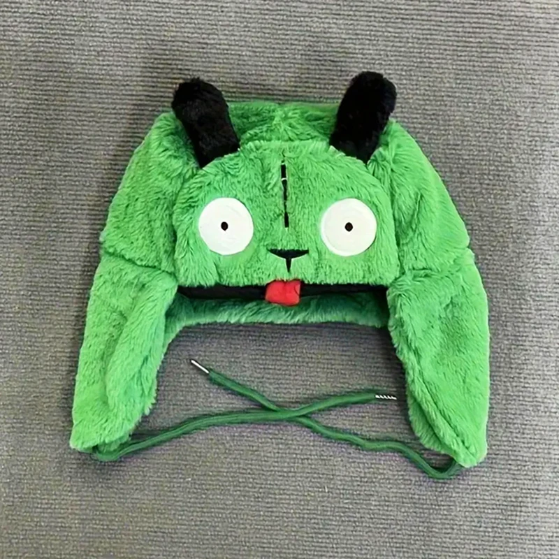 Autumn Winter 2024 Outdoor New Funny Green Tongue Cartoon Embroidery Warm Ear Protection Windproof Lei Feng Hat