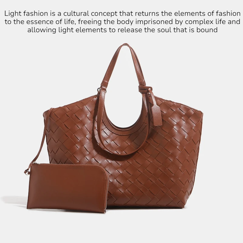 

Vintage woven mother and child tote bag for women, large capacity new item, niche fashion, high-end feel, hand-held armpit bag