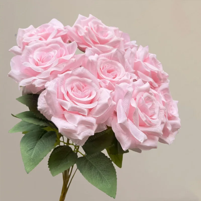 

Букет из 9 искусственных роз с эффектом бриллиантов, европейский шелковый букет, для свадьбы, Пасхи, выпускного, декора отелей, украшения проходов, имитация цветов, 100 шт.