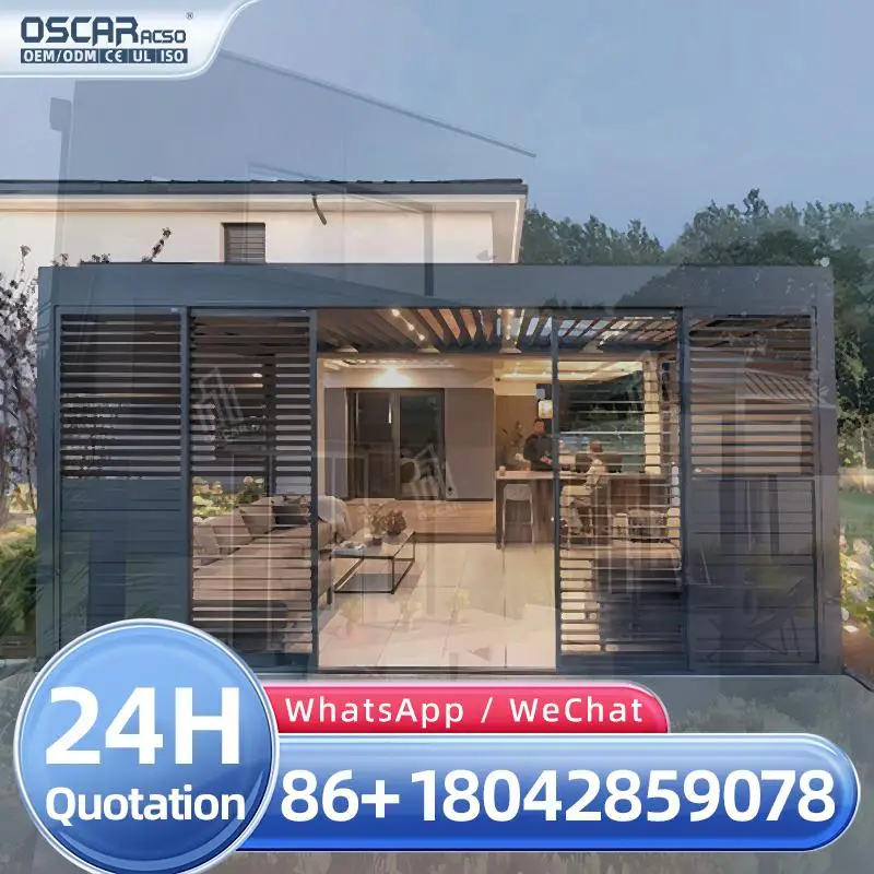 Outdoor Motorized Bioclimatic Aluminium Louver Pergola (Waterproof)  (Note: Rearranged to make it more coherent while keeping th