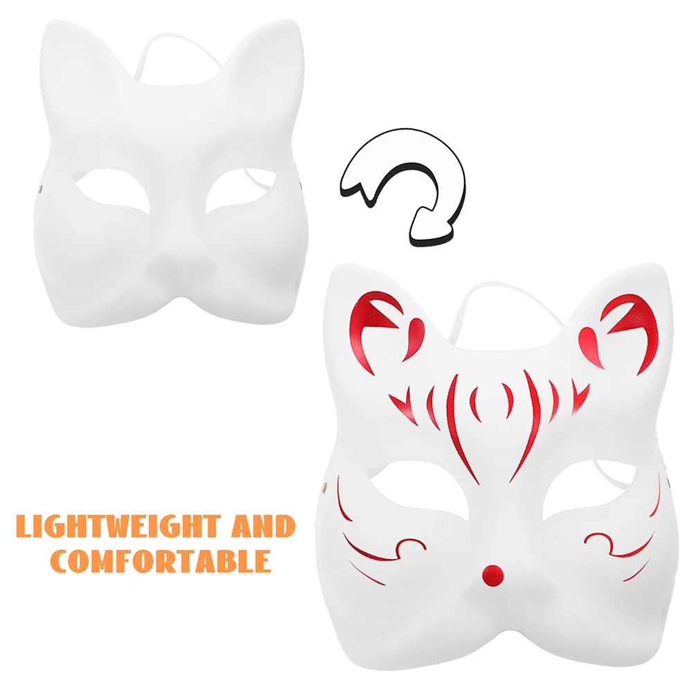 

2Pcs DIY Blank Cat Fox Masks Unpainted Paper Masks Masquerade Mask for Halloween Carnival Party Costume