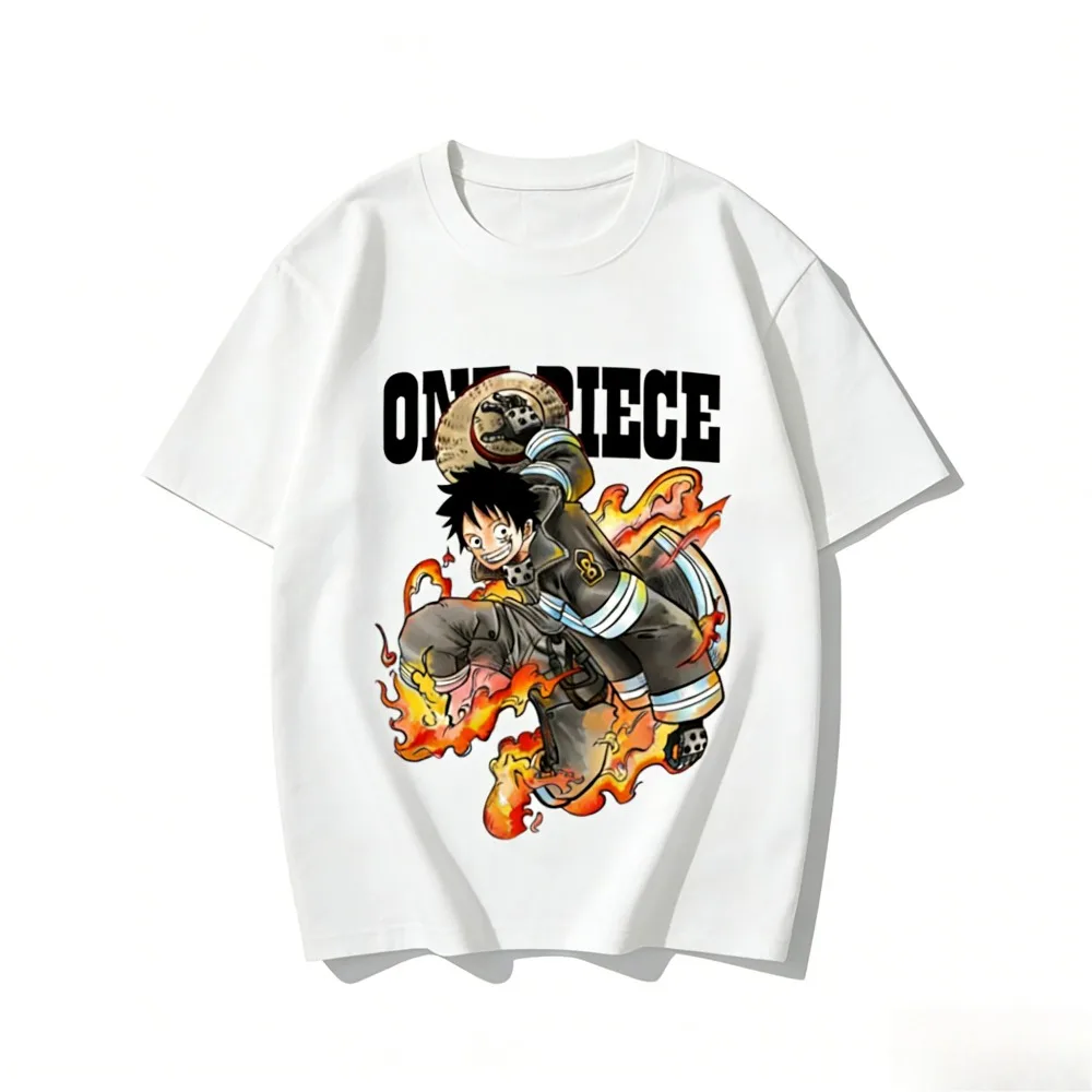 

One Piece Luffy Unisex T-shirt 2026 Summer New Popular Anime Print American Trend Casual Parent-child Short Sleeved Top
