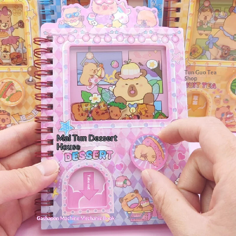 

New Fun Three Sea Geckos Capybara Surprise Egg Mechanism Book Cartoon DIY Scrapbooking Stickers Writing Pocket Book Stickers