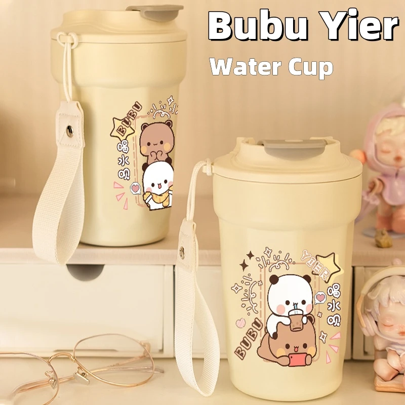 Piccolo Panda Bubu e Yier Cartoon 316 tazza d\'acqua in acciaio inossidabile tazza isolata di grande capacità tazze da caffè adorabili portatili