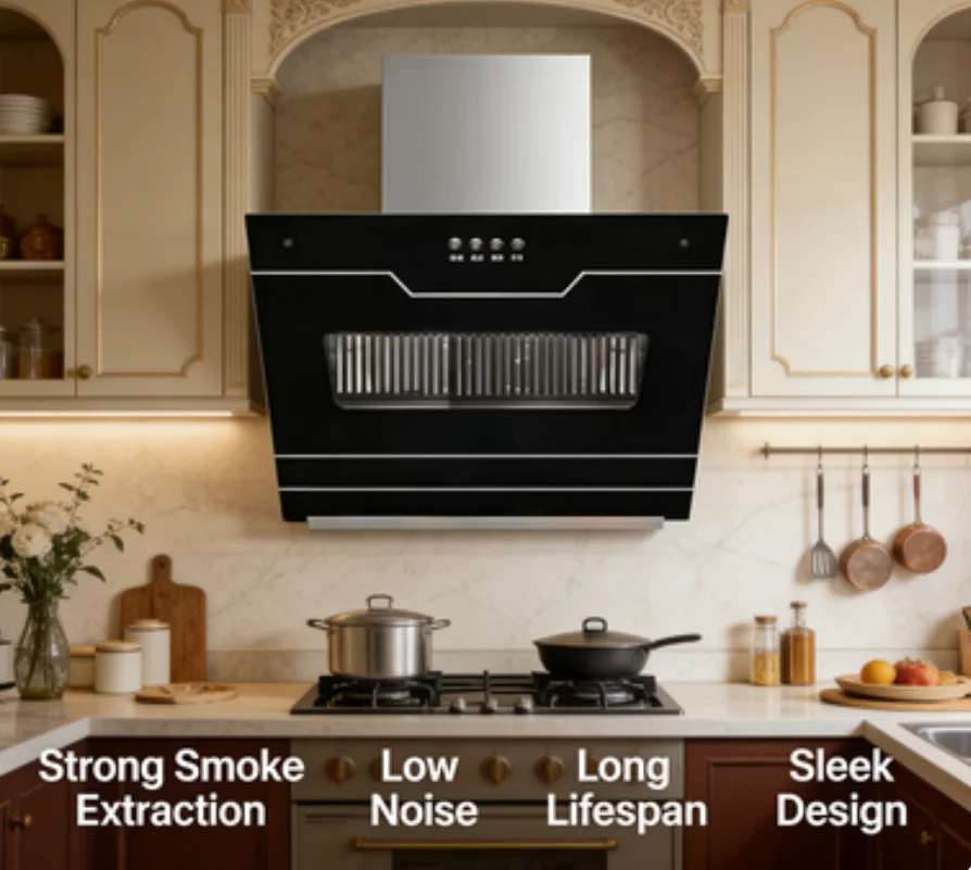 

European Style Stainless Steel Wall Mounted Range Hood Large Electric Kitchen Vent Hood Energy Class For Apartment Use