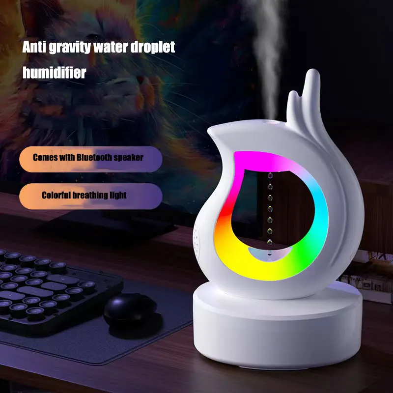 Anti Gravity Humidifier, Anti Burning, Dry Water Droplet Backflow, Orchid Finger Humidifier, Atmosphere Light, Bluetooth Speaker