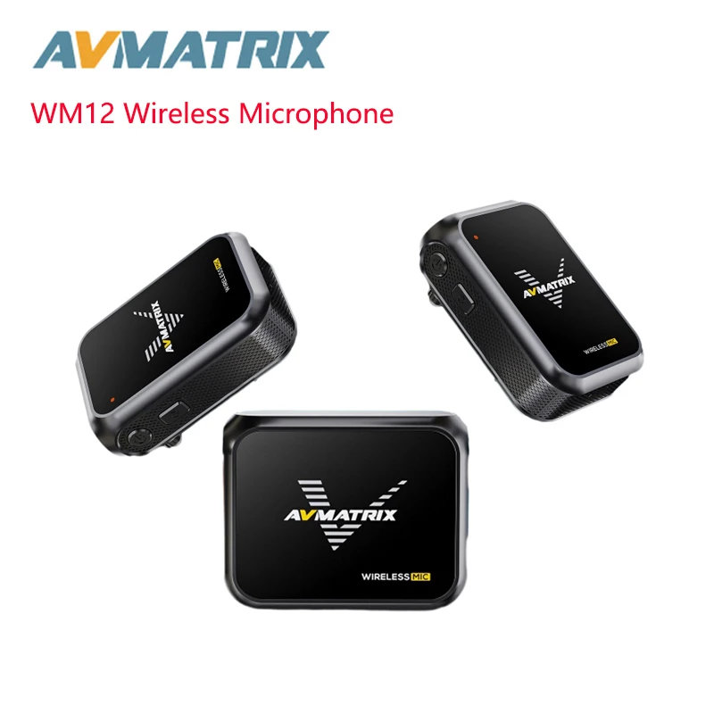 

AVMATRIX WM12 Mini Wireless Lavalier Microphone 100m Duo/Solo Mic Receiver TransmitterFor Interview Vlog Live Streaming