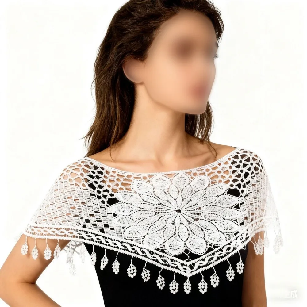 

Women Vintage Shawls Cape Short Knitted Coat Breathable Hollow Out Lace Tops Wedding Evening Dress Cover Up