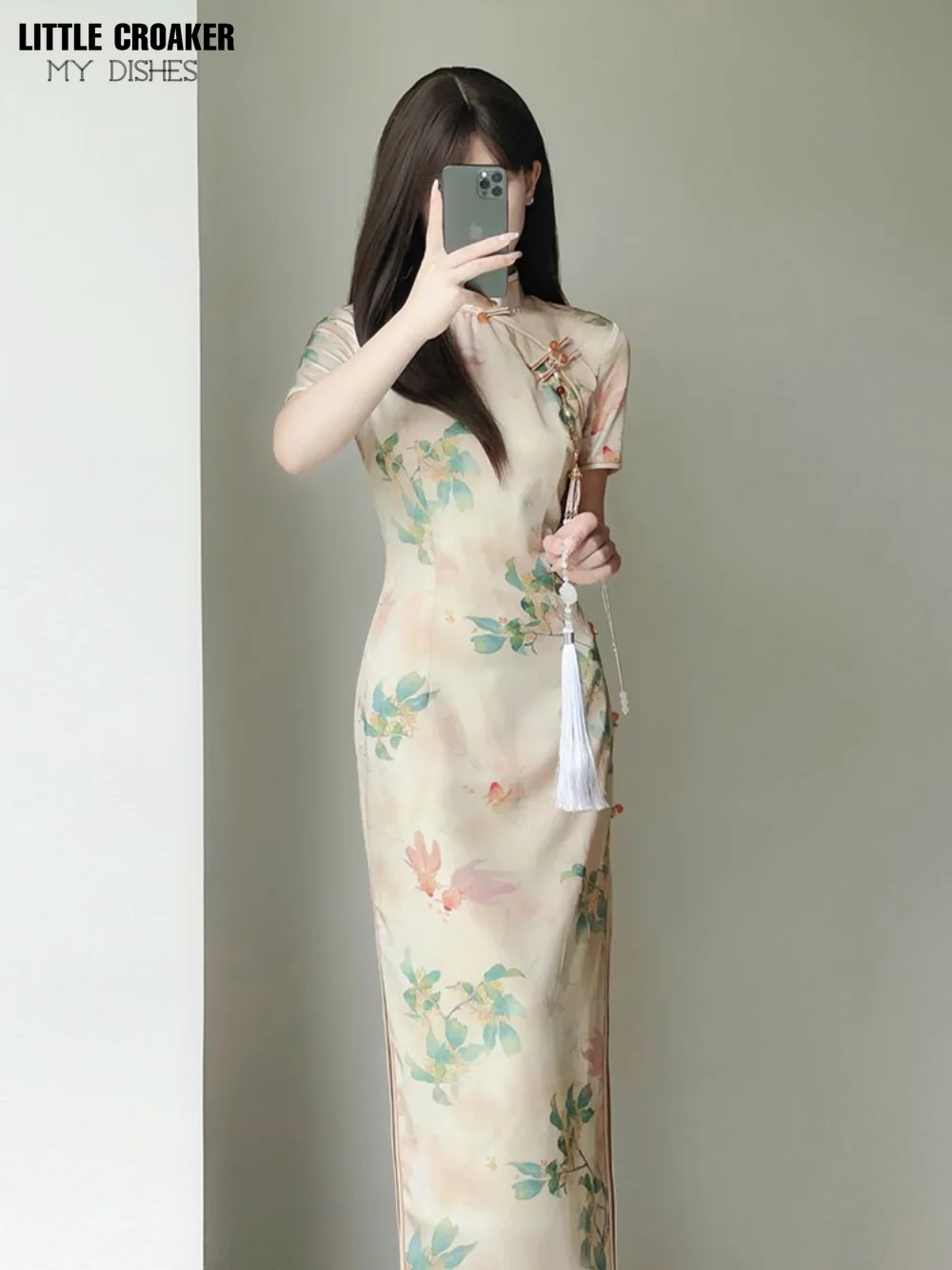 Qipao ชุดกี่เพ้าสำหรับผู้หญิง, สไตล์กี่เพ้ายาว2023สำหรับฤดูร้อน