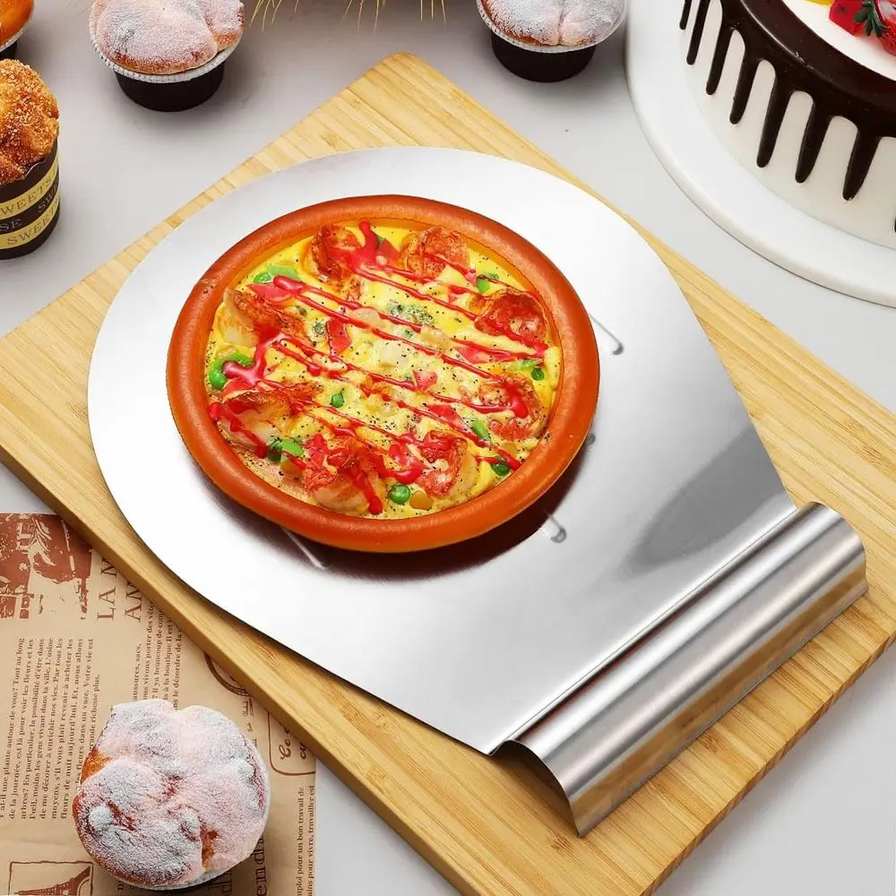

Non-Slip Handle Pizza Transfer Shovel Heavy Duty Rustproof Steel Cake Lifter Silver Easy Clean Pizza Spatula Paddle