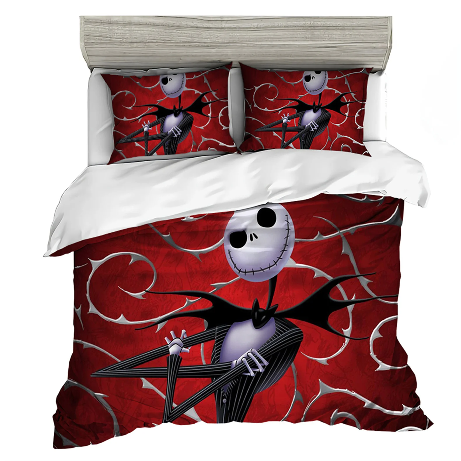 

New Nightmare Before Christmas Bedding Set,Halloween Duvet Cover,Jack and Sally Quilt Cover Pillowcase,Halloween Decor