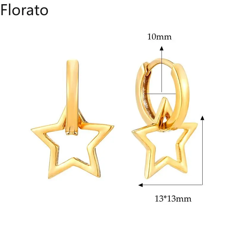 925 Sterling Silver ear Needle Pentagram Simple Detachable Earrings Star Charm Metal Hoops earrings for women Fashion Jewellery