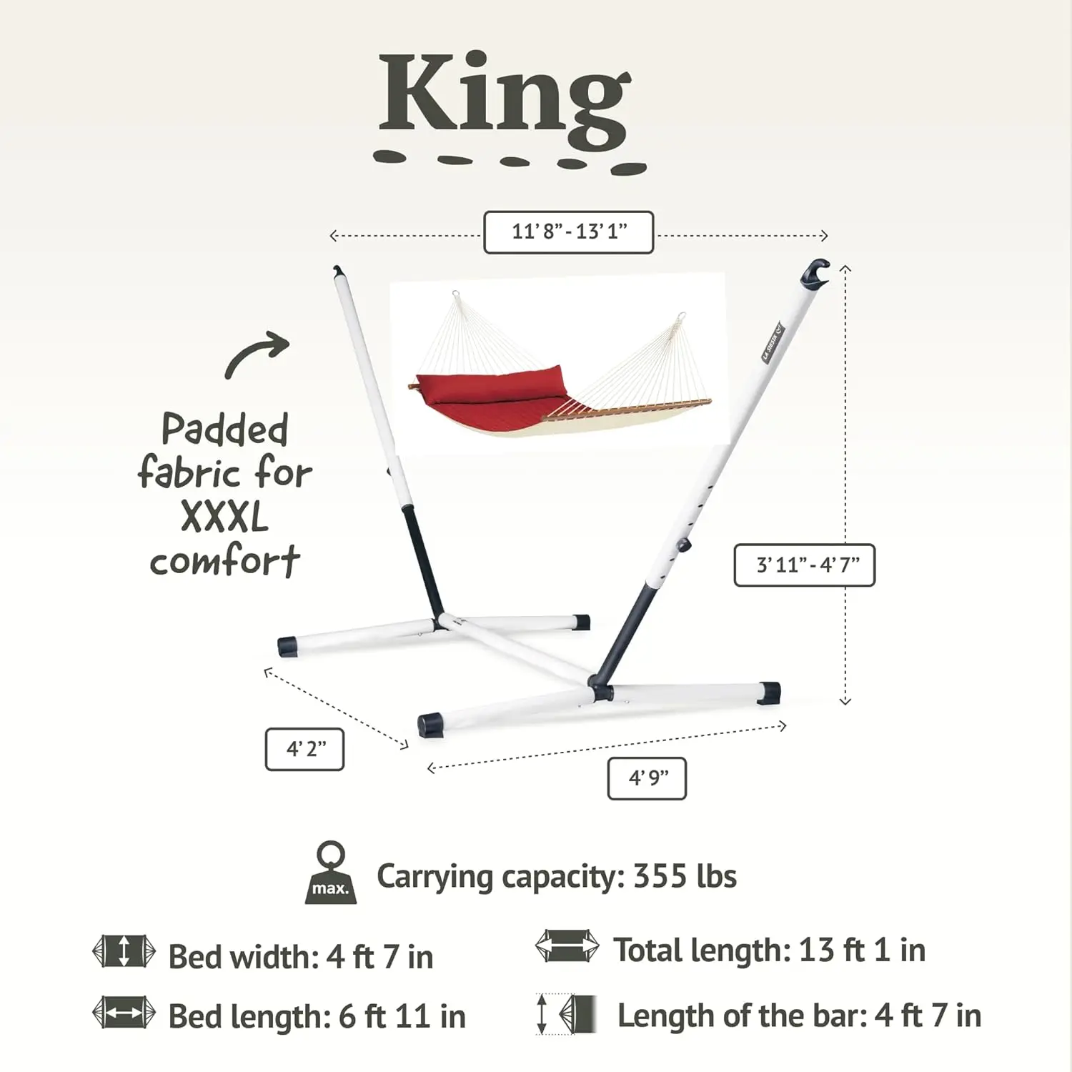 new Quilted Hammock with Spreader Bar & Nautico Stand - Portable Weatherproof Large Outdoor Hammock with, Customized