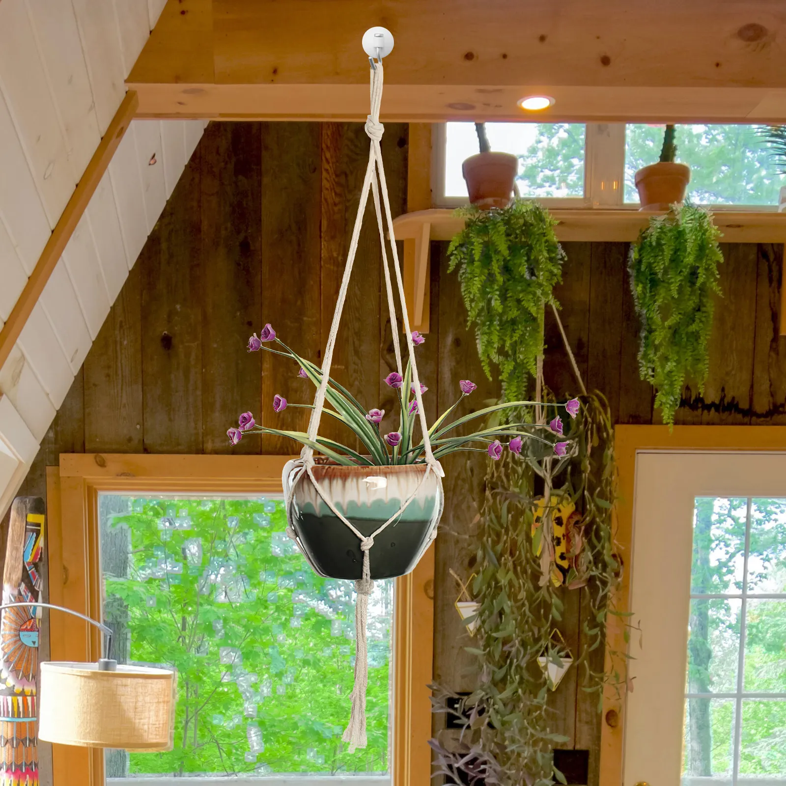 

3pcs Cotton Rope Hanging Basket Natural Woven Flowerpot Net Bag For Plants Gardening Outdoor Decor Plant Hanger Supplies