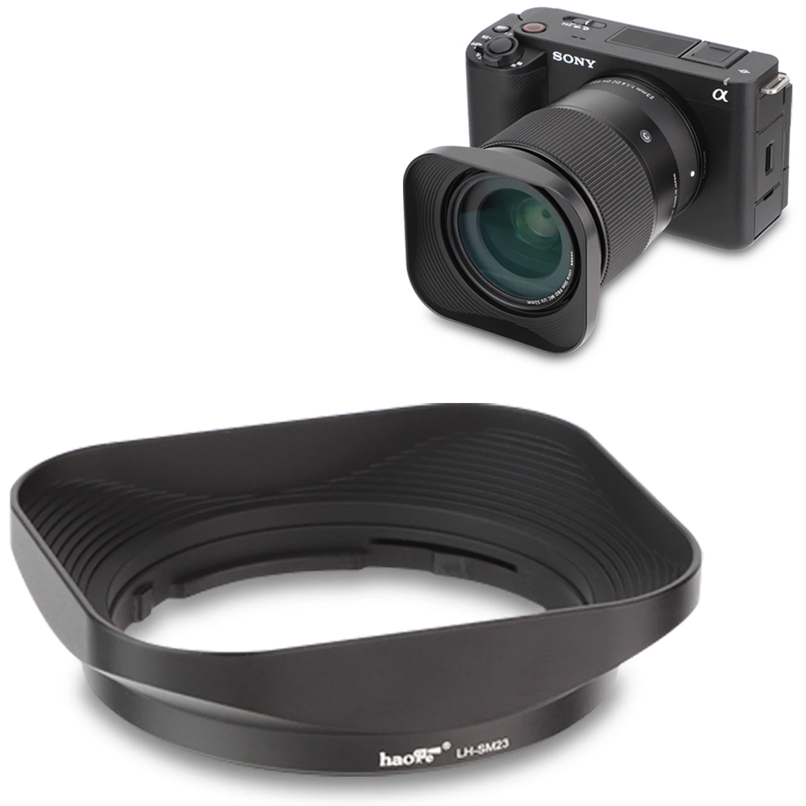 Haoge-parasol cuadrado de Metal para objetivo, bayoneta para Sigma 23mm F1.4 DC DN, LH-SM23