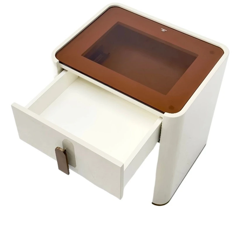 Luxury Grey Wooden Bedside Table 2 Drawer Smart Bedside Table Bedroom Application Bedside Table