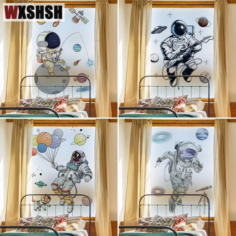 Window privacy film Glass Sticker Spaceman Pattern glass film Kids' Room Decoration Privacy Frosted Tint-Film Raamfolie