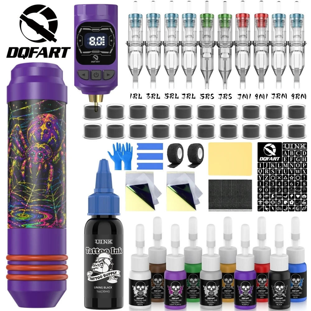 DQFART New Electric Wireless Tattoo Machine M3 Set Beginner Tattoo Artists Safe High-quality Tattoo Ink Accessories Supplies