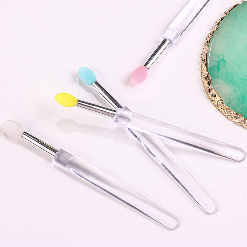 

Nail Art Silicone Brush Nail Mirror Powder Applying Stick Manicure Tools Portable Multi-function Eye Shadow Applicator Stick