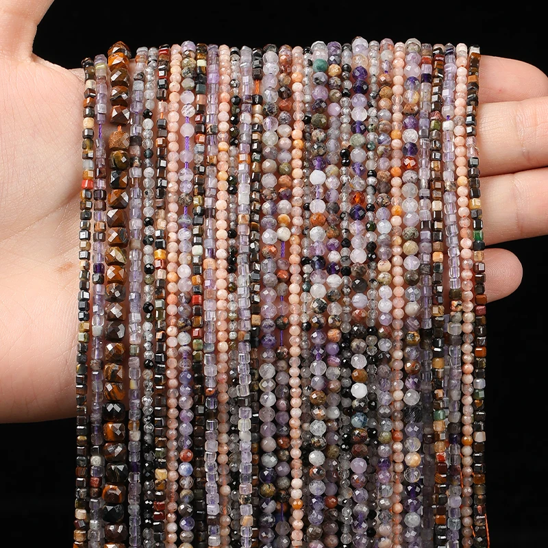

Natural Stone Faceted Tiger Eye Stone Bead Cube Loose Spacer Small Beads For Jewelry Making DIY Bracelet Necklace Accessories