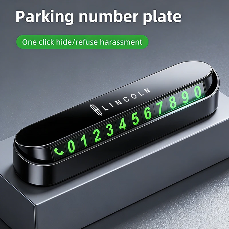 1Pcs Privacy‑Safe Noctilucent Parking Number Sign For Lincoln Aviator Corsair Nautilus Z Navigator One‑Touch Hide Dashboard Styl