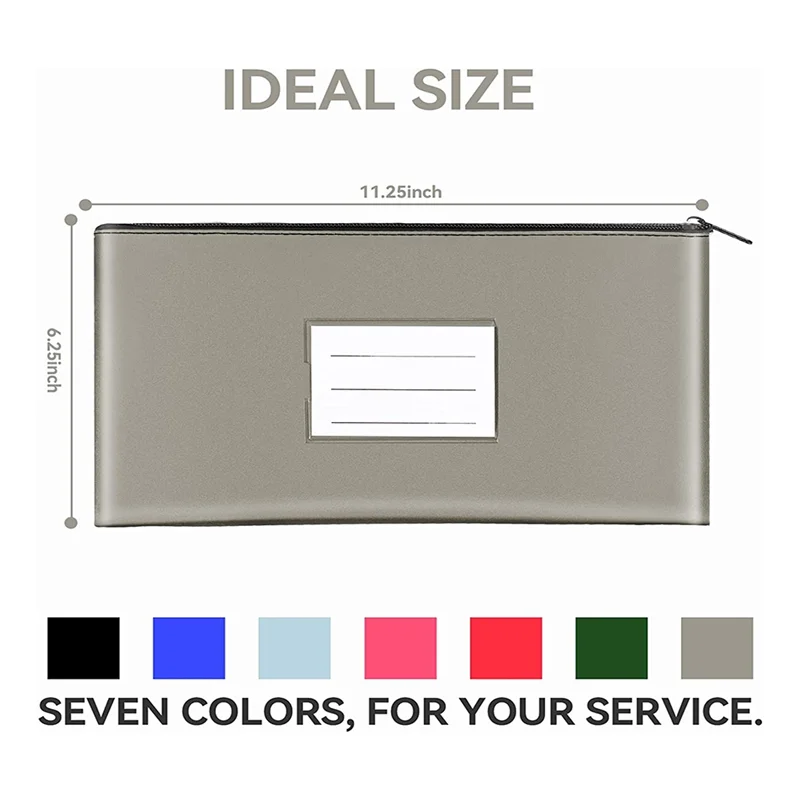 7 Pack Money Bags With Zipper For Cash, Bank Deposit Bags With Zipper Envelope Money Pouch