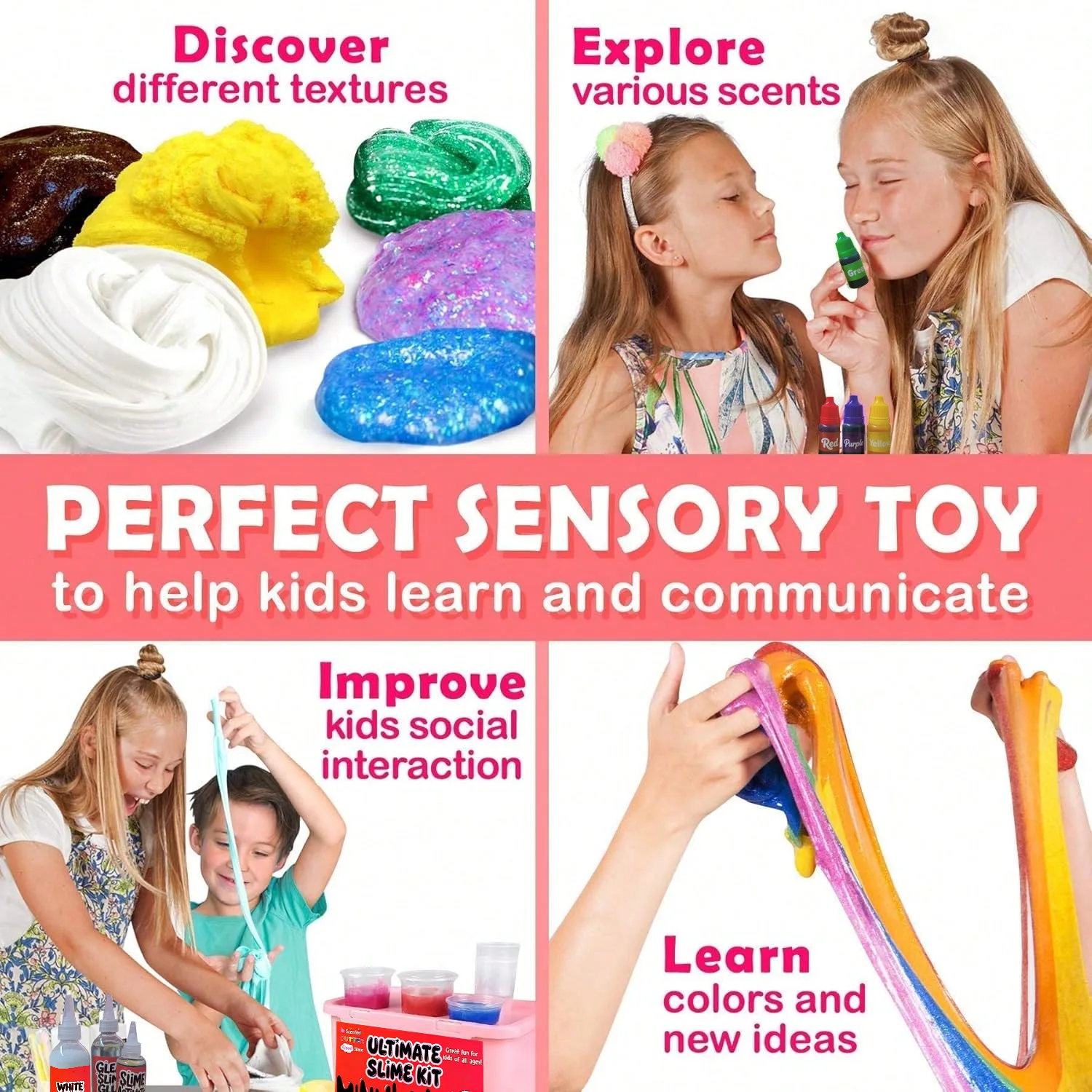 Ultimate Slime Making Kit Kids DIY Handmade Set with Glue Pigment Glitter Powder Tools Creative Craft Toy Gift