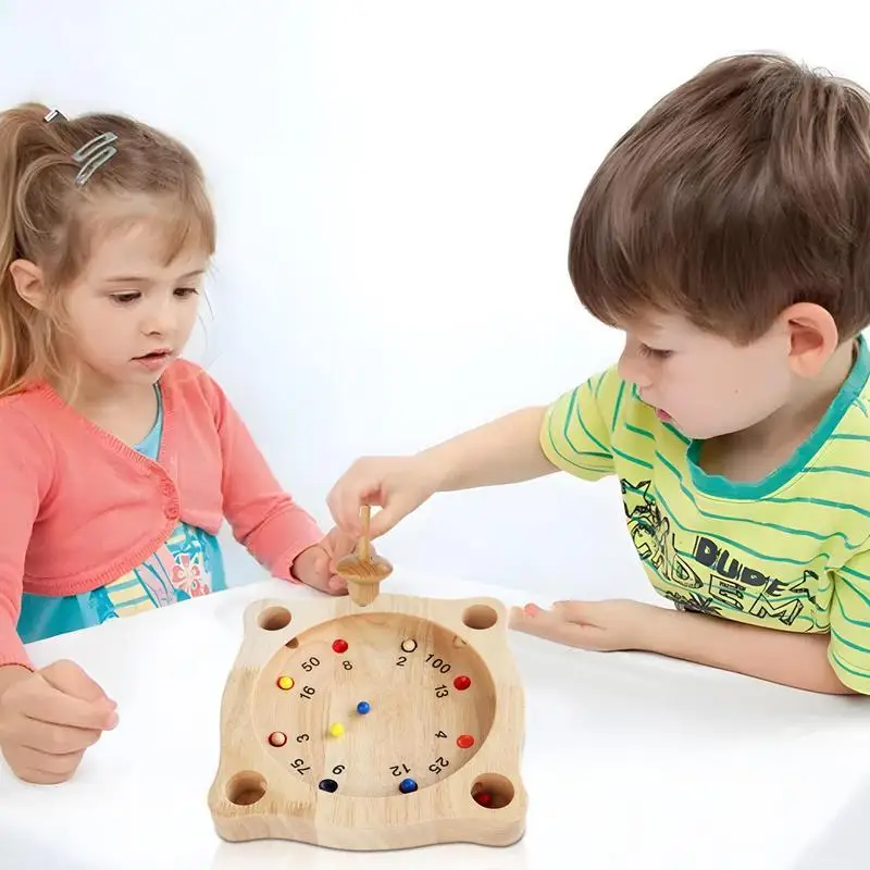 Compass Wooden Educational Toys Roulette Chess Children Math Educational Toys Interactive Casual Party Game Creative Compass