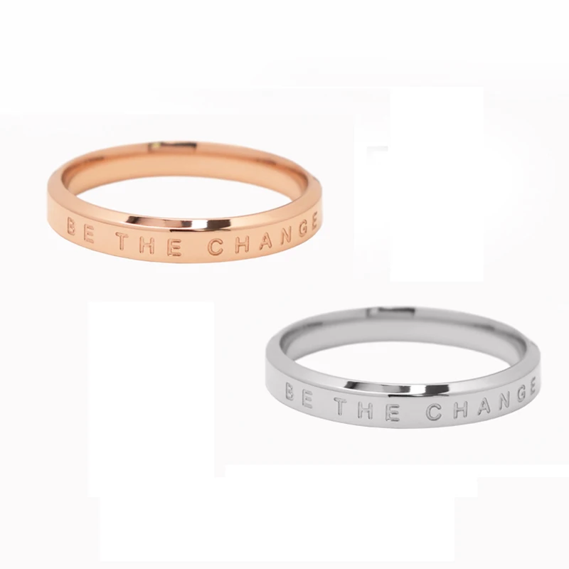 Couple Ring for Men Women Rose Gold Silver Color Titanium Steel Finger Accessories Charms Love Jewelry (GR413)