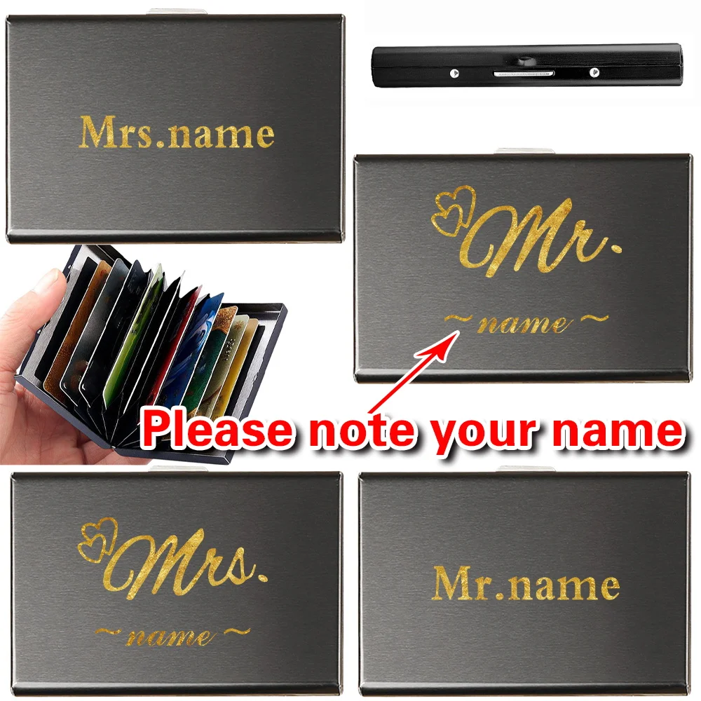 개인 맞춤형 이름 금속 카드 박스 카드 보관함 컨테이너 금속 슬림 지갑 돈 가방 맞춤 제품 / 지갑 및 홀더