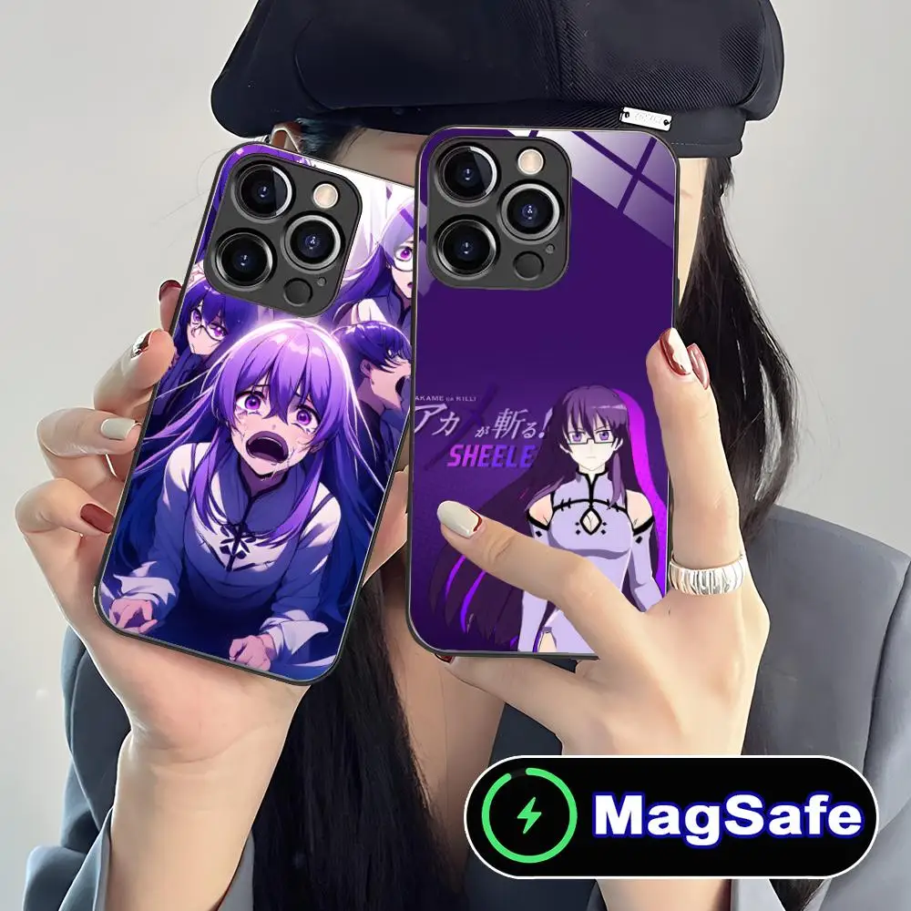 

Чехол для телефона Akame Ga Kill Sheele для iPhone 17 16 15 14 13 12 11 Air Pro Max Plus Mini, стеклянный, цветной, с поддержкой MagSafe, класса люкс