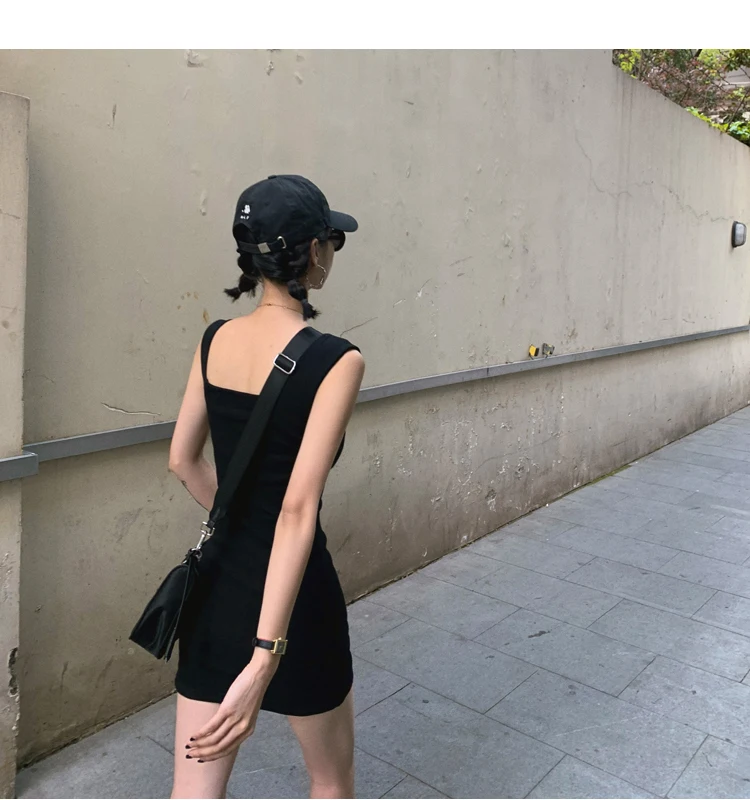 AOSSVIAO Sexy Slim Fit Bodycon Minikleider für Frauen 2026 Sommer Neuankömmling Schwarz Weiß Grau Tankkleid mit quadratischem Ausschnitt – Detail 23