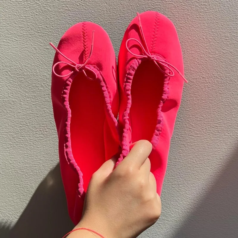 Women's Round Toe Flat Bottom Single Shoes Soft Style Light Weight Comfortable Leather Ballet Flats Fashionable Casual Shoes